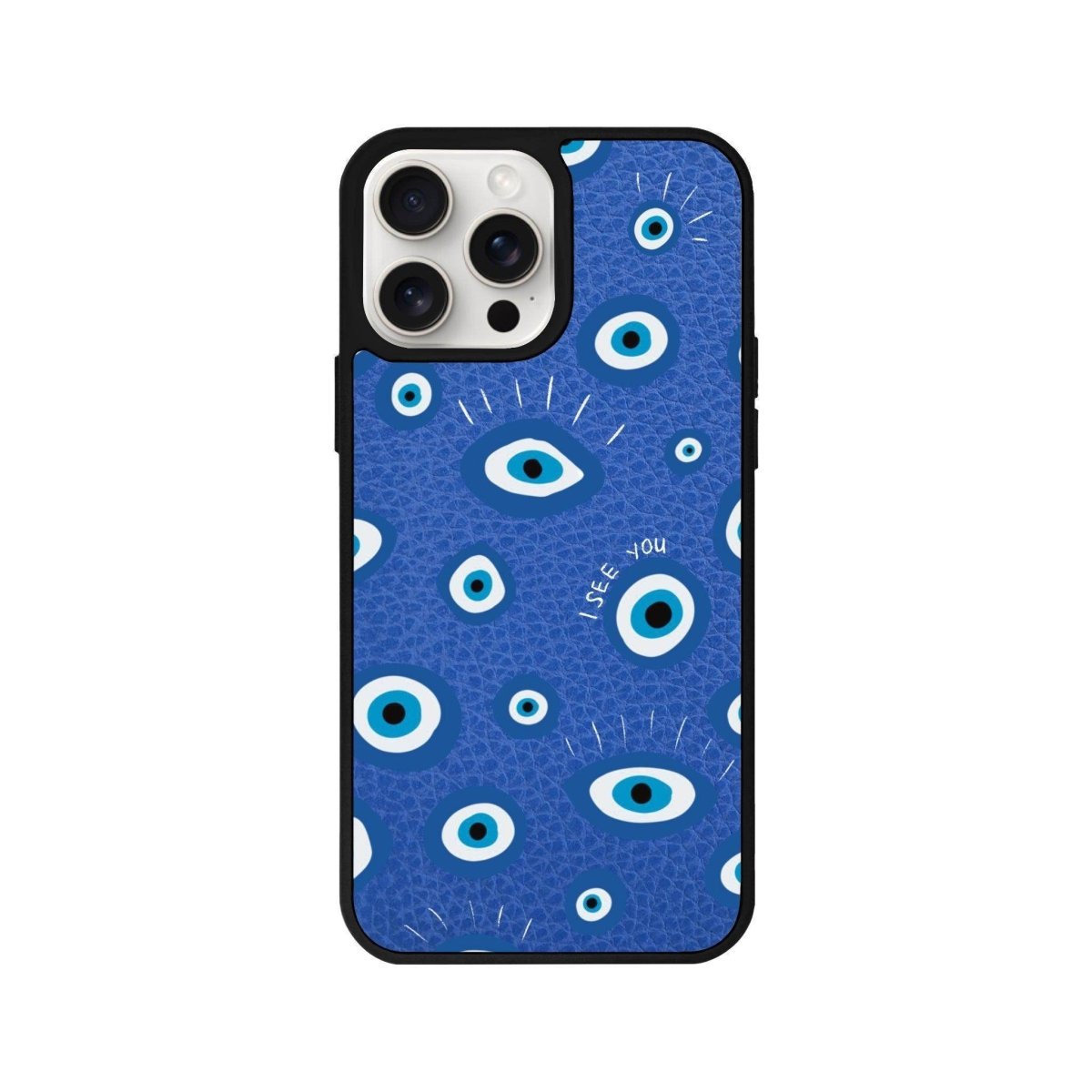 iPhone 11 I See You Leather Vegan Deri Telefon Kılıfı Mavi - SUMTHINCS