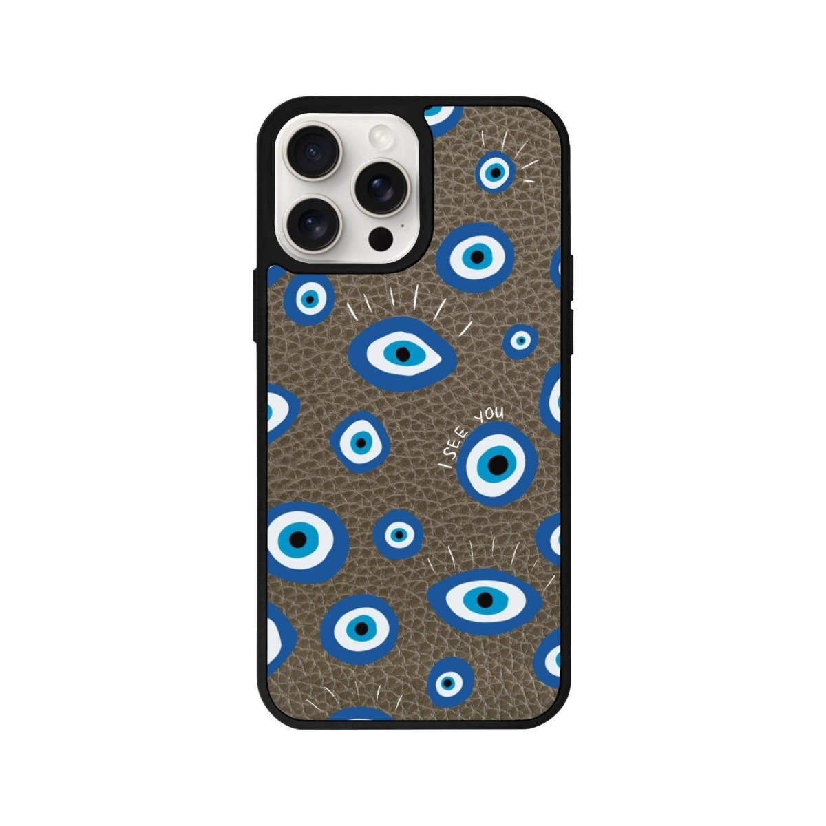 iPhone 11 I See You Leather Vegan Deri Telefon Kılıfı Haki - SUMTHINCS