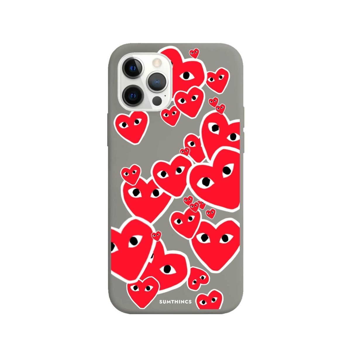 iPhone 11 Pro Max Hearts Premium Telefon Kılıfı Gri - SUMTHINCS