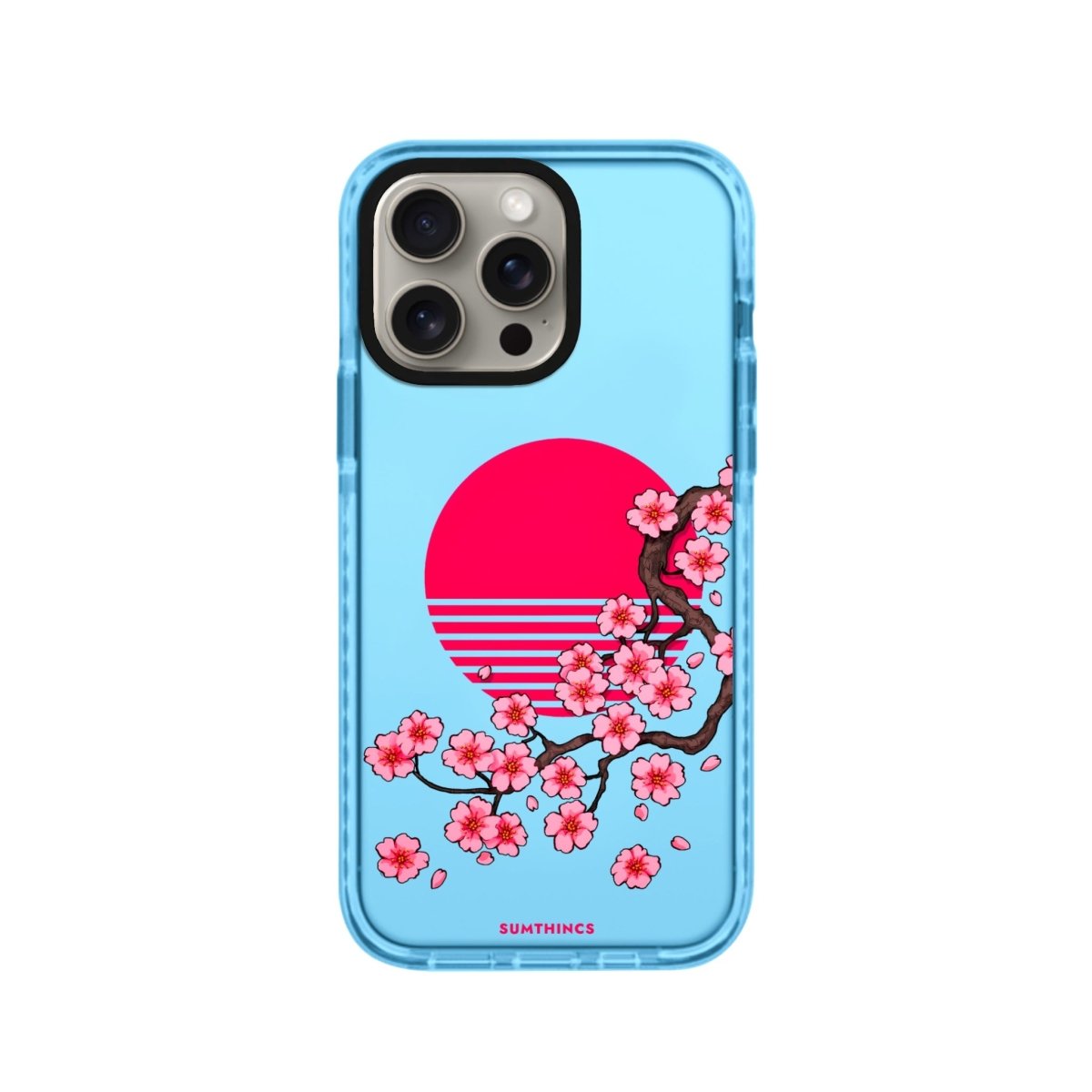 iPhone 12 Cherry Blossom Dawn Procase Şeffaf Telefon Kılıfı Mavi - SUMTHINCS