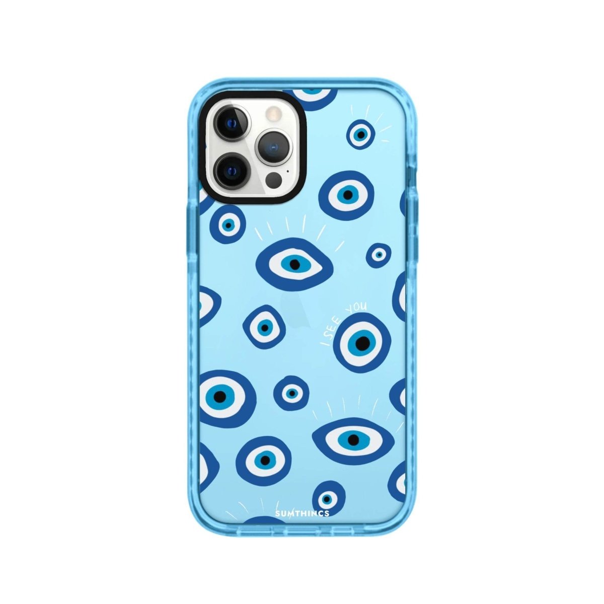 iPhone 12 Pro Max I See You Procase Şeffaf Telefon Kılıfı Mavi - SUMTHINCS