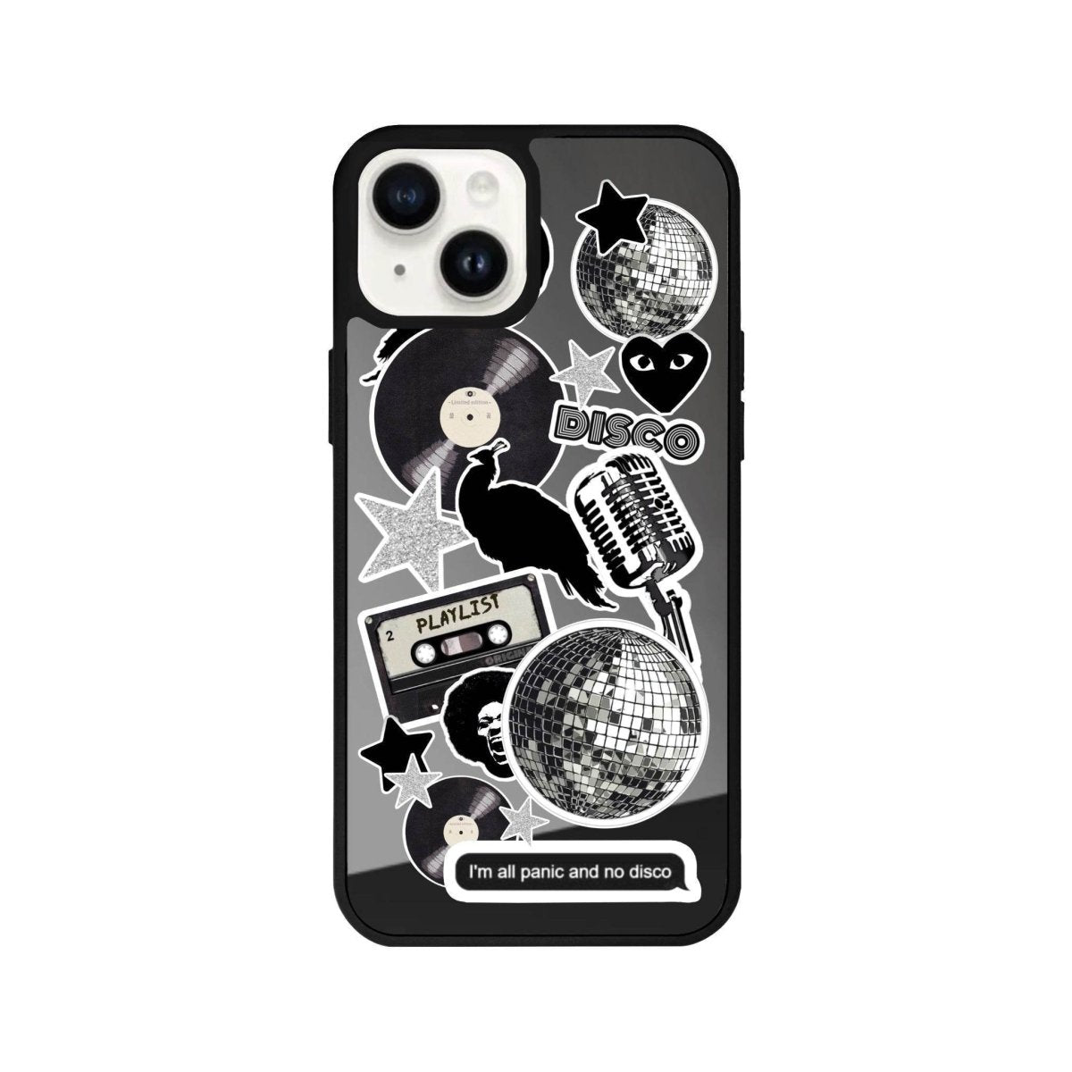 iPhone 13 Disco Stickers Mirror Aynalı Telefon Kılıfı Antrasit - SUMTHINCS