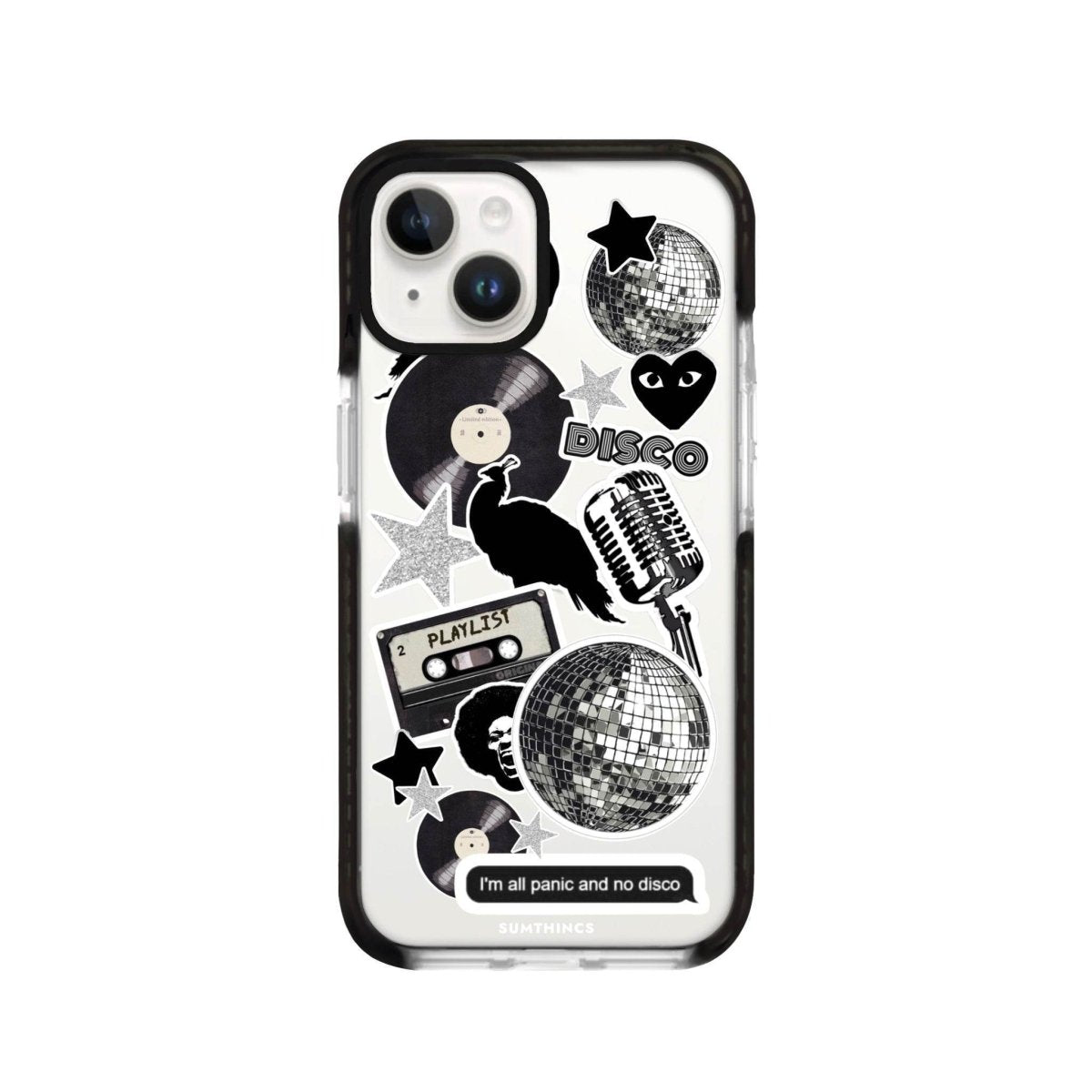 iPhone 13 Disco Stickers Procase Şeffaf Telefon Kılıfı Siyah Şeffaf - SUMTHINCS