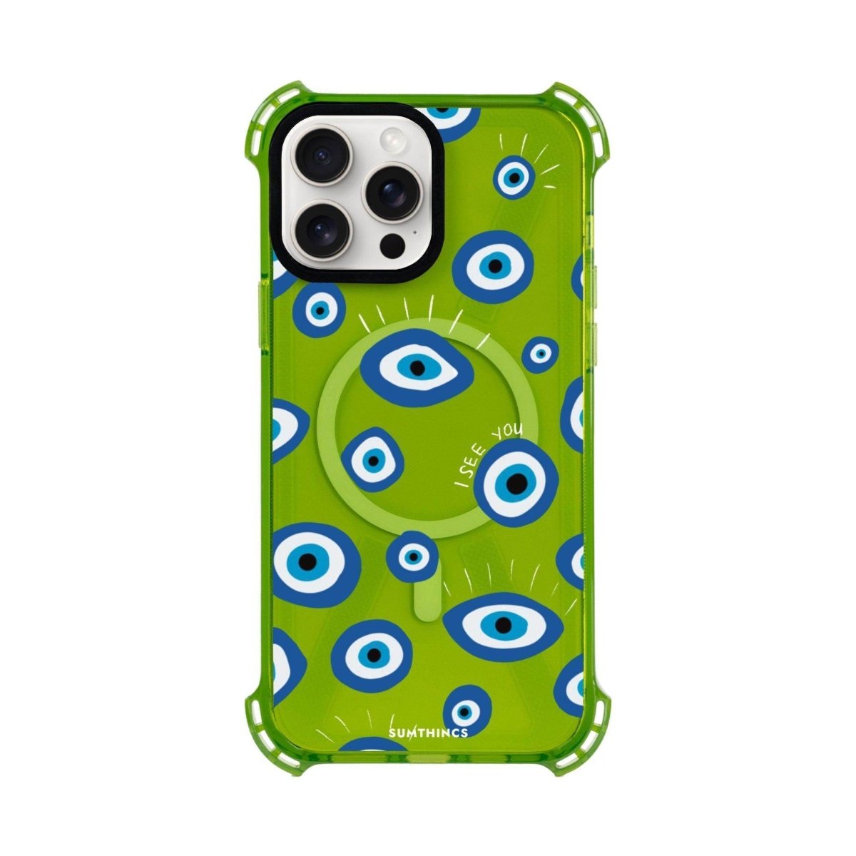iPhone 13 I See You Bumper Magsafe Şeffaf Telefon Kılıfı Yeşil - SUMTHINCS