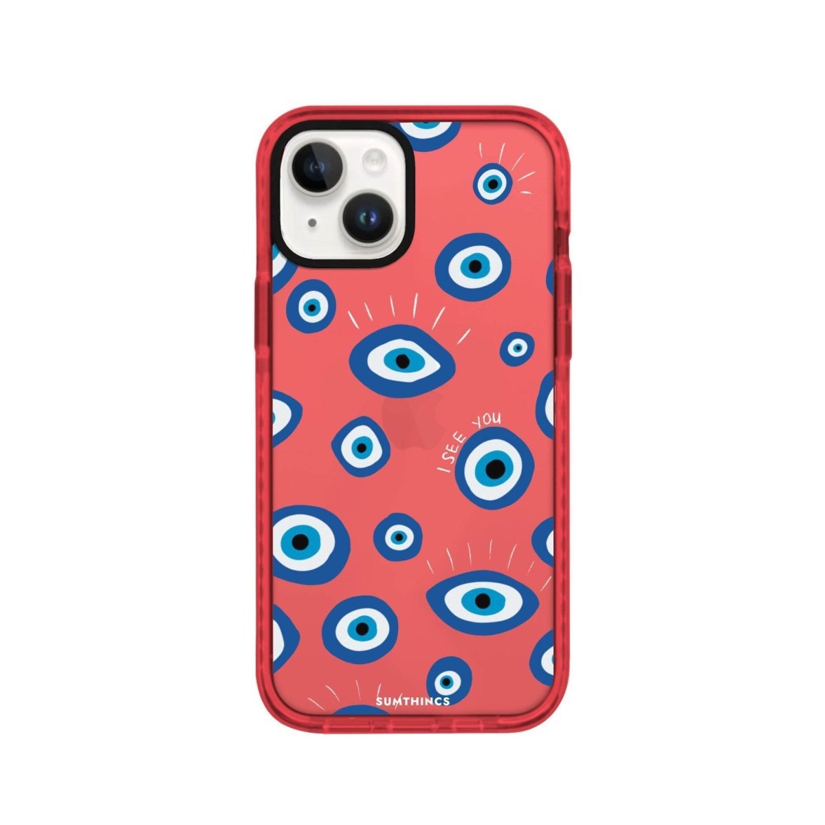iPhone 13 I See You Procase Şeffaf Telefon Kılıfı Kırmızı - SUMTHINCS