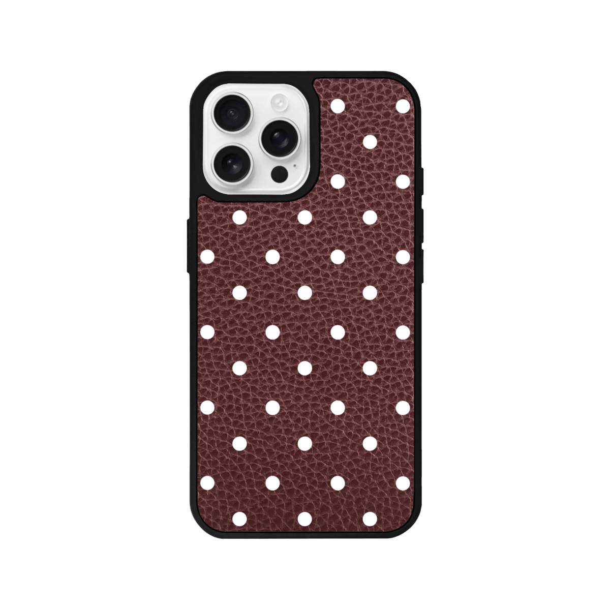 iPhone 13 Polka Dot Leather Deri Telefon Kılıfı Bordo - SUMTHINCS