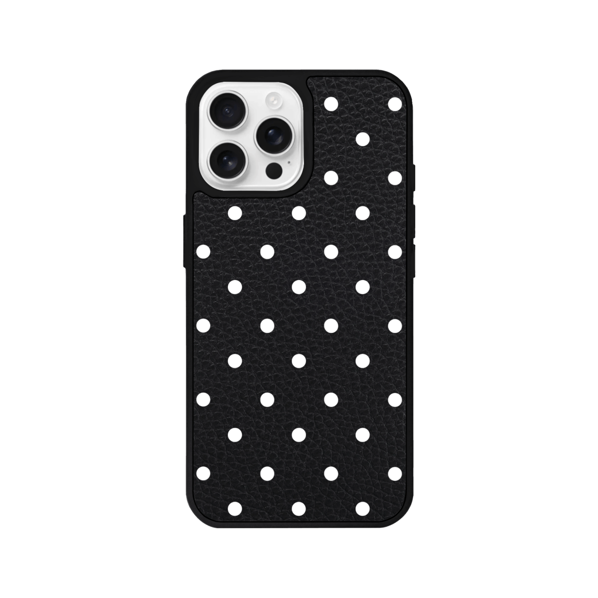 iPhone 13 Polka Dot Leather Deri Telefon Kılıfı Siyah - SUMTHINCS