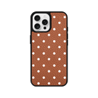 iPhone 13 Polka Dot Leather Deri Telefon Kılıfı Kahverengi - SUMTHINCS