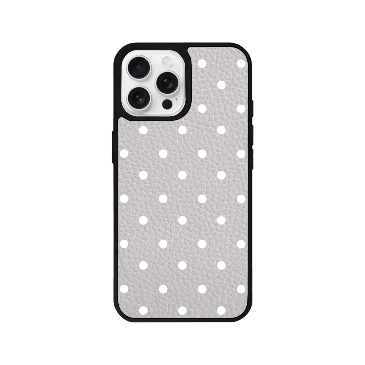 iPhone 13 Polka Dot Leather Deri Telefon Kılıfı Gri - SUMTHINCS