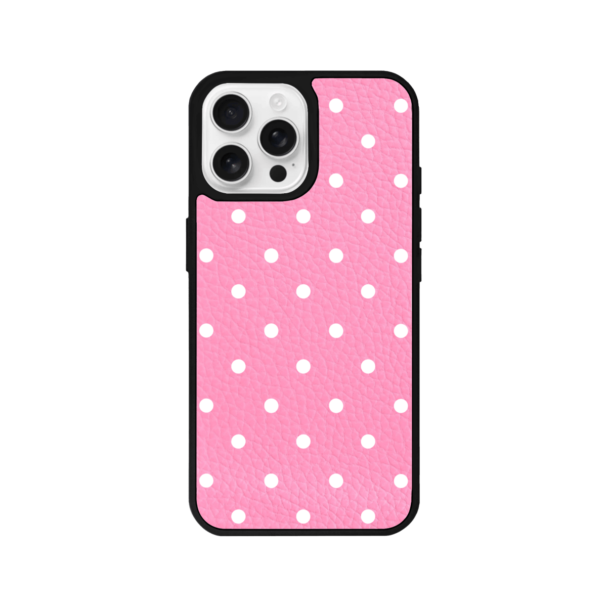 iPhone 13 Polka Dot Leather Deri Telefon Kılıfı Pembe - SUMTHINCS