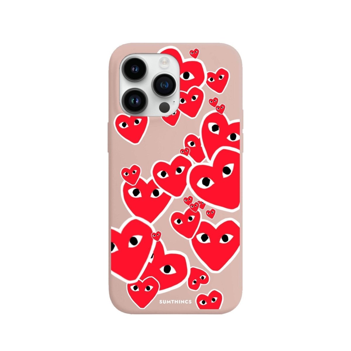 iPhone 13 Pro Max Hearts Premium Telefon Kılıfı Bej - SUMTHINCS