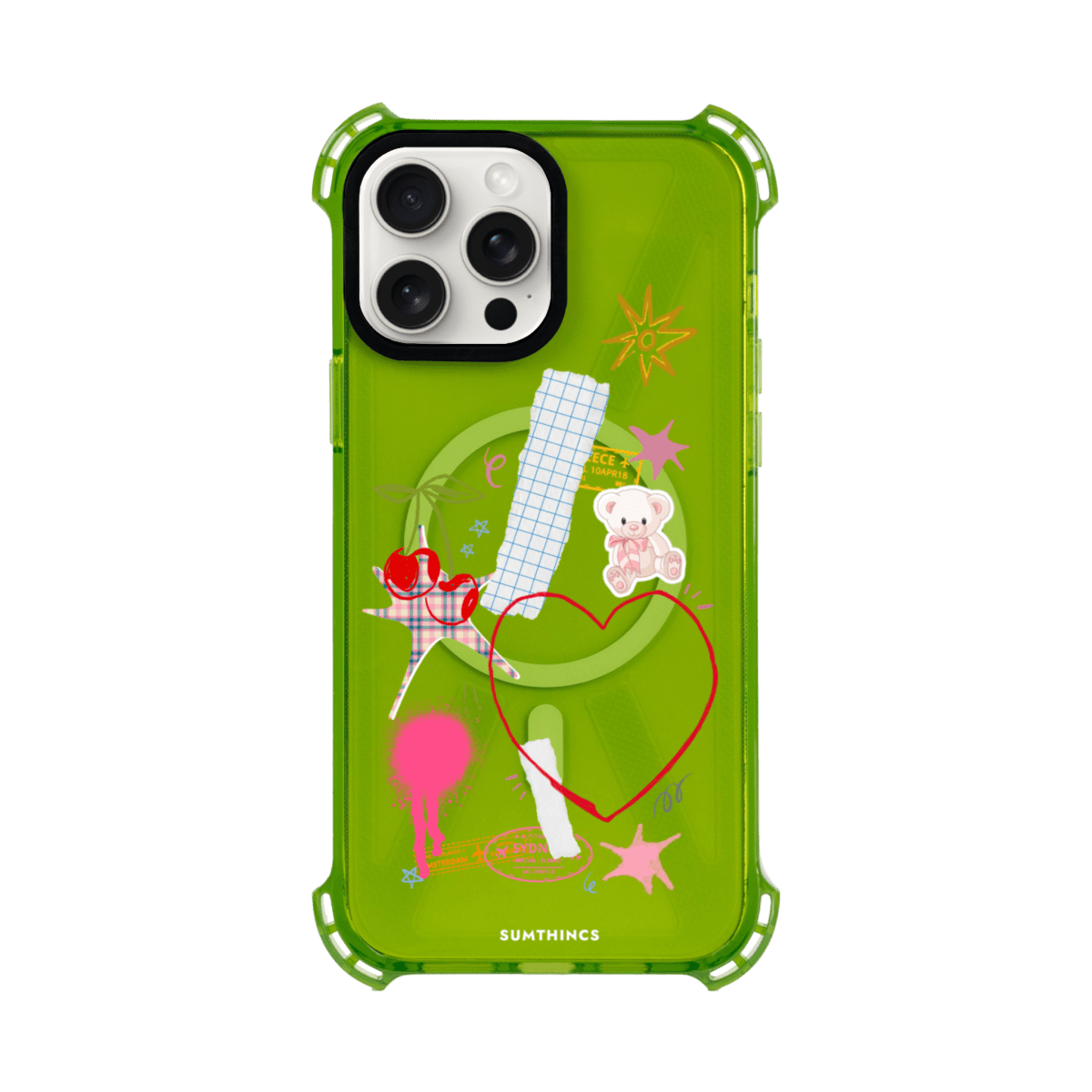 iPhone 13 Sweet Chaos Bumper Magsafe Şeffaf Telefon Kılıfı Yeşil - SUMTHINCS