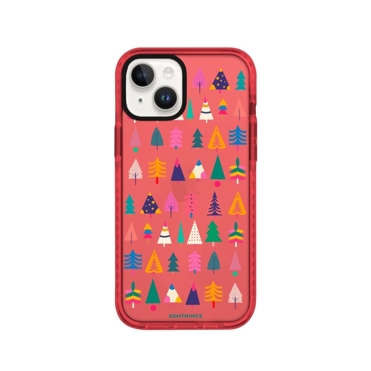 iPhone 13 Tiny Forest Procase Şeffaf Telefon Kılıfı Kırmızı - SUMTHINCS
