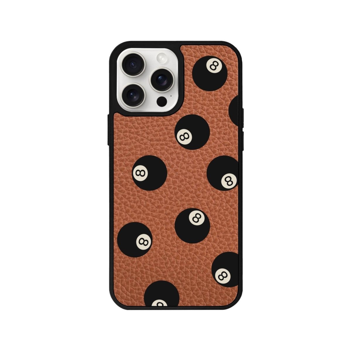 iPhone 14 Plus 8Ball Leather Vegan Deri Telefon Kılıfı Kahverengi - SUMTHINCS