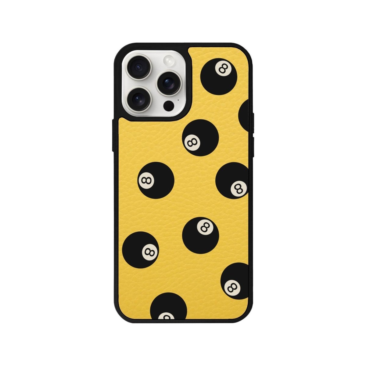 iPhone 14 Plus 8Ball Leather Vegan Deri Telefon Kılıfı Sarı - SUMTHINCS