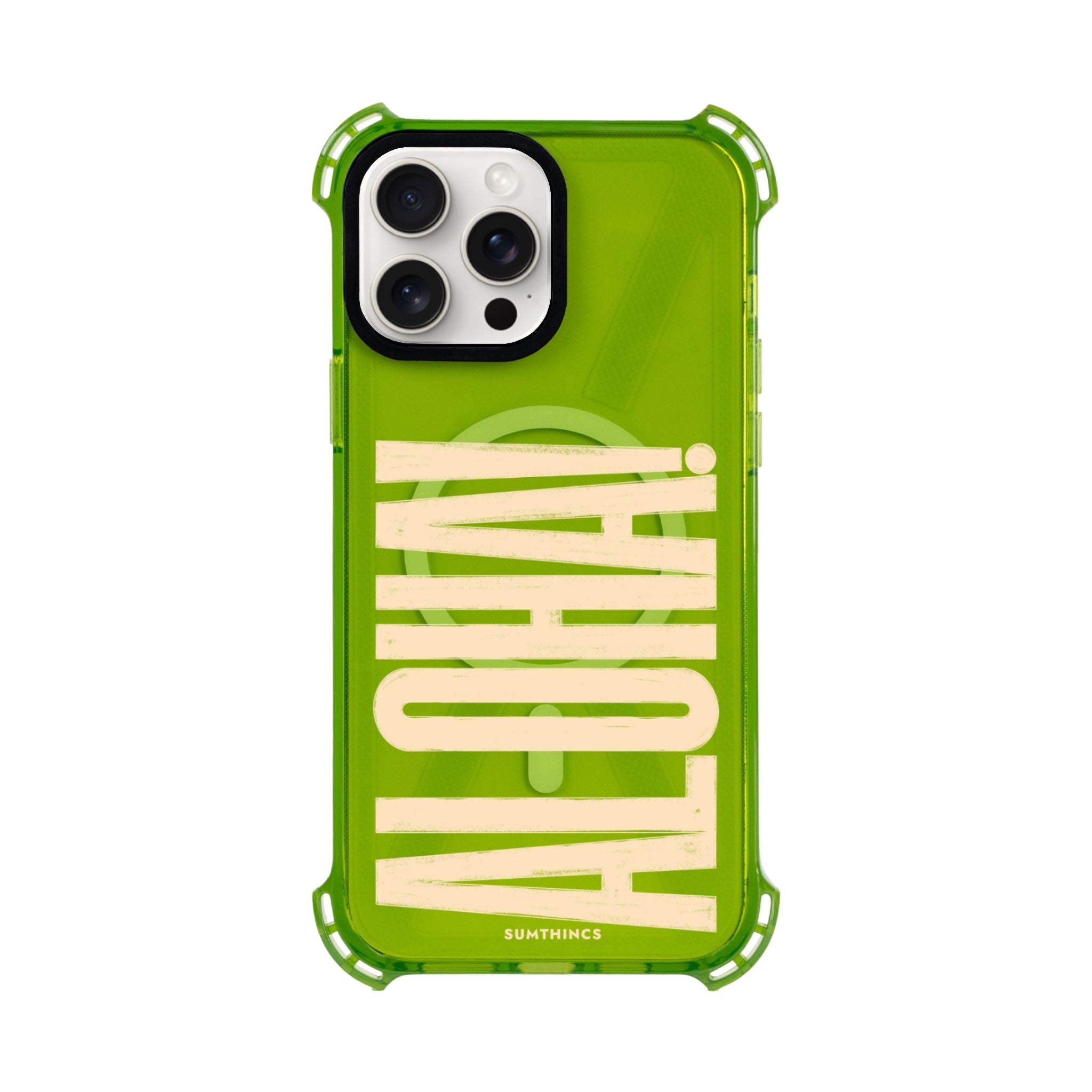 iPhone 14 Plus Aloha Bumper Magsafe Şeffaf Telefon Kılıfı Yeşil - SUMTHINCS