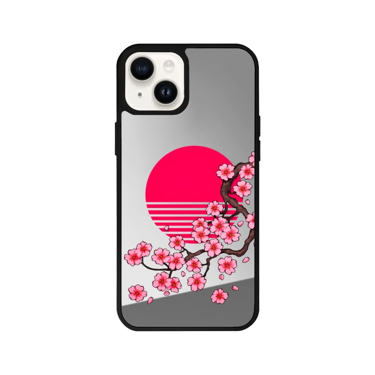 iPhone 14 Plus Cherry Blossom Dawn Mirror Aynalı Telefon Kılıfı Gümüş - SUMTHINCS