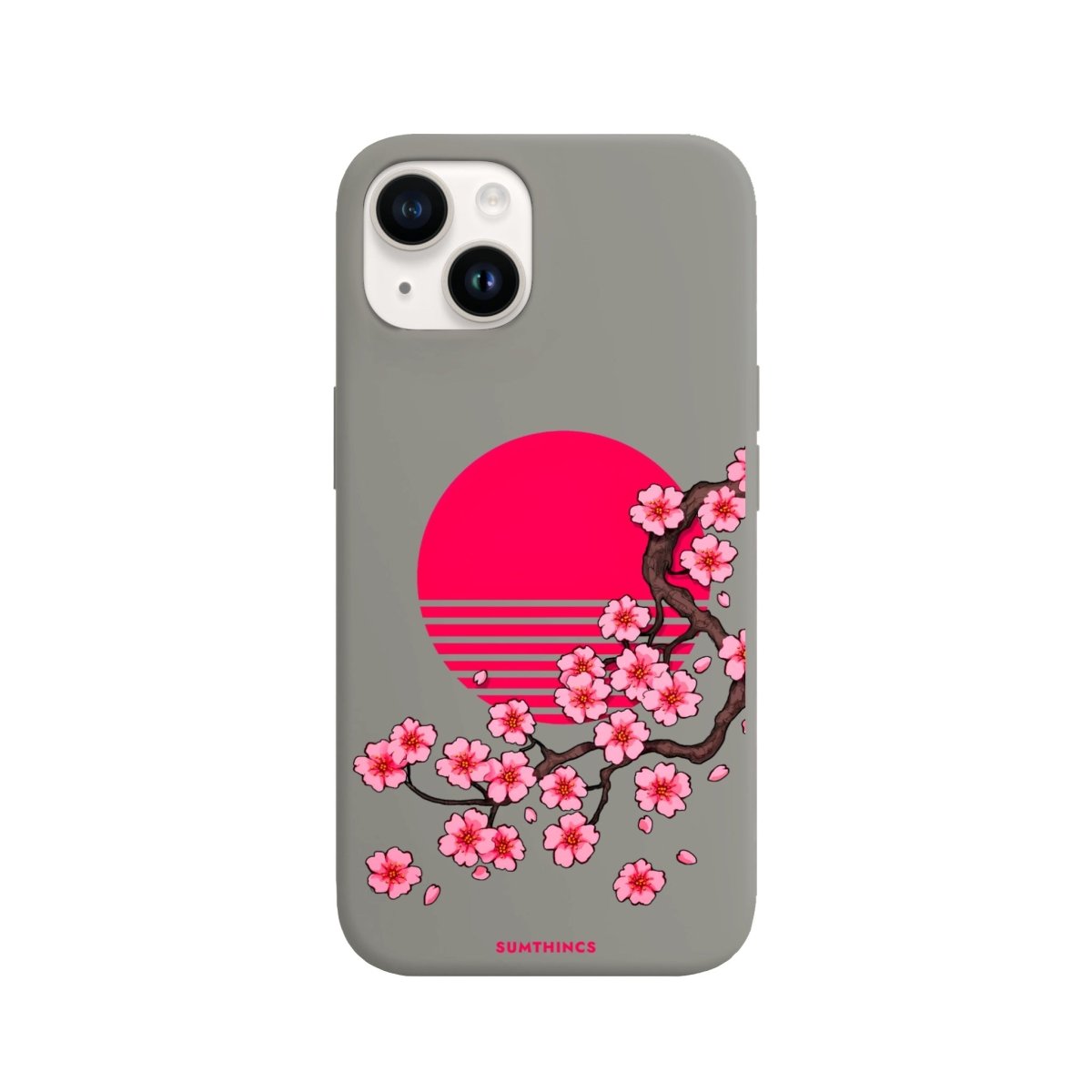 iPhone 14 Plus Cherry Blossom Dawn Premium Telefon Kılıfı Gri - SUMTHINCS