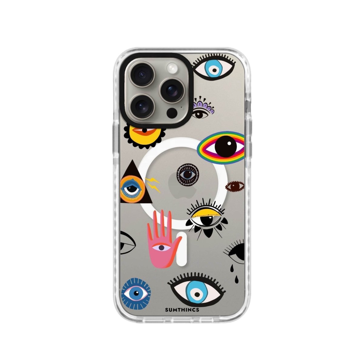 iPhone 14 Plus Eye Stickers Magsafe Procase Şeffaf Telefon Kılıfı Beyaz Şeffaf - SUMTHINCS
