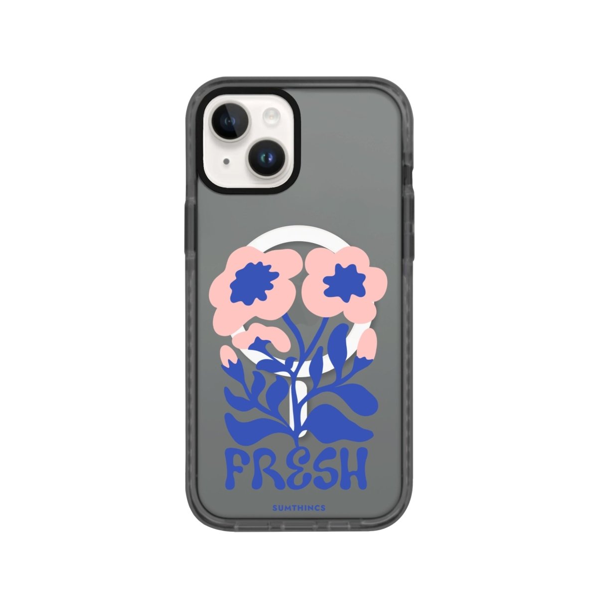 iPhone 14 Plus Fresh Flowers Magsafe Procase Şeffaf Telefon Kılıfı Antrasit - SUMTHINCS