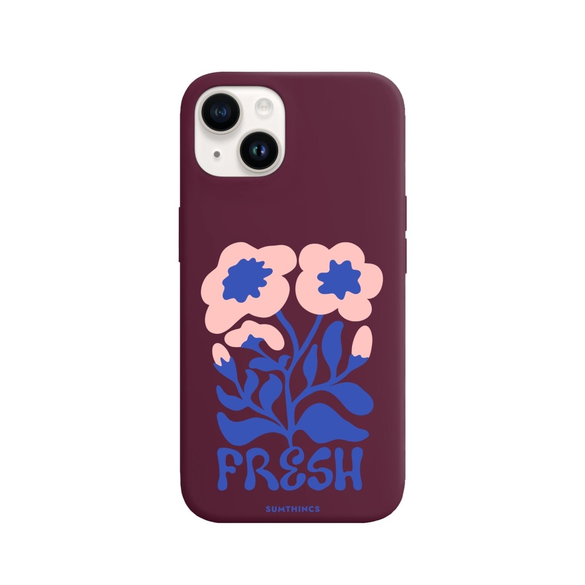 iPhone 14 Plus Fresh Flowers Premium Telefon Kılıfı Bordo - SUMTHINCS