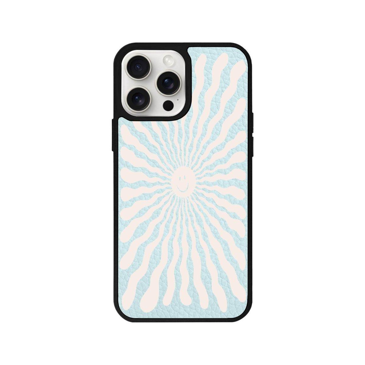 iPhone 14 Plus Happy Little Sun Leather Vegan Deri Telefon Kılıfı Açık Mavi - SUMTHINCS