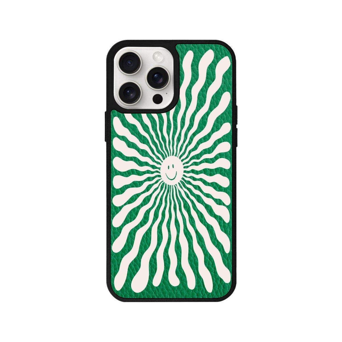iPhone 14 Plus Happy Little Sun Leather Vegan Deri Telefon Kılıfı Yeşil - SUMTHINCS