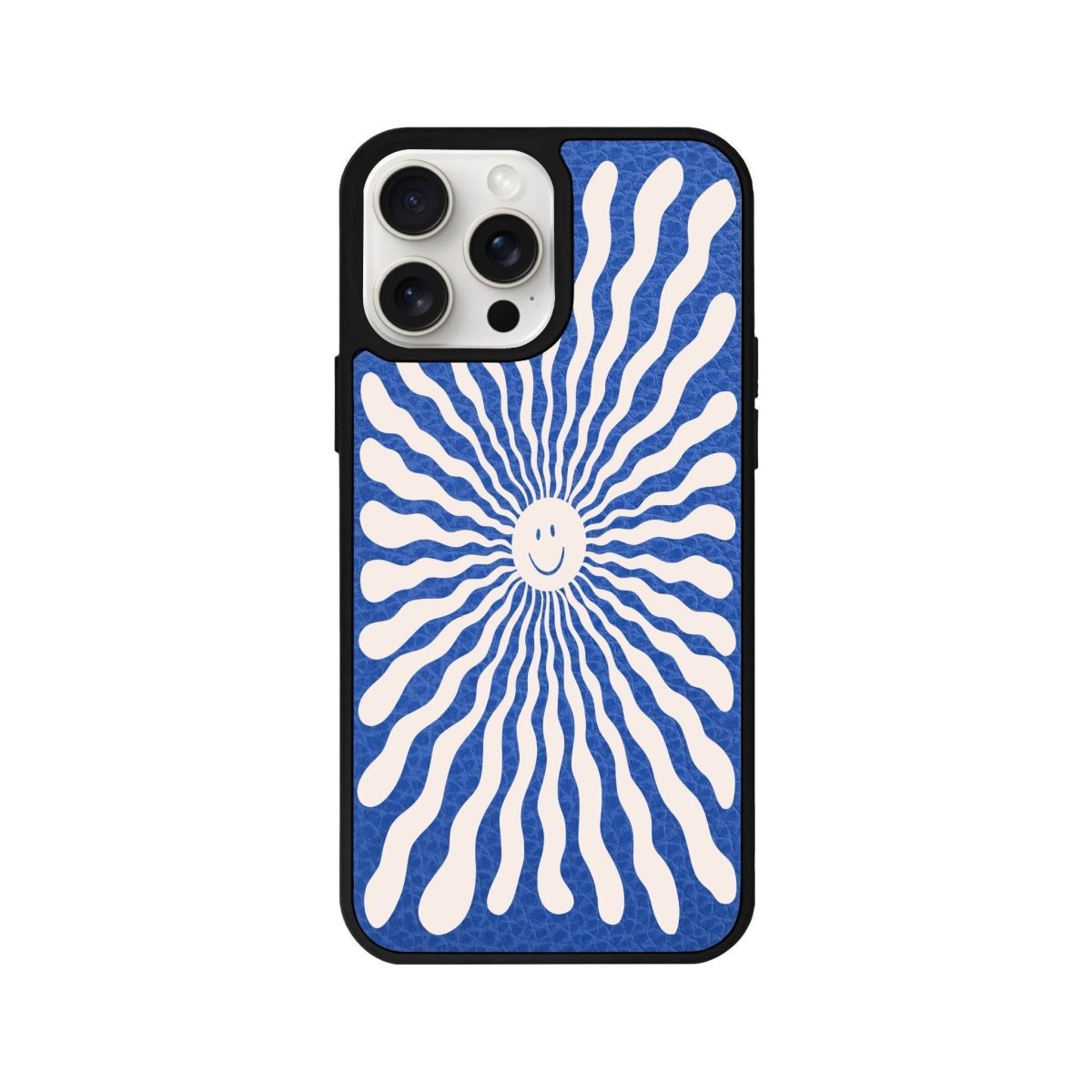 iPhone 14 Plus Happy Little Sun Leather Vegan Deri Telefon Kılıfı Mavi - SUMTHINCS