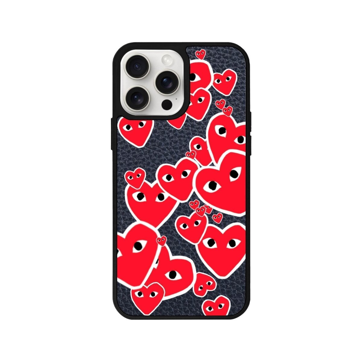 iPhone 14 Plus Hearts Leather Vegan Deri Telefon Kılıfı Pasifik Mavi - SUMTHINCS