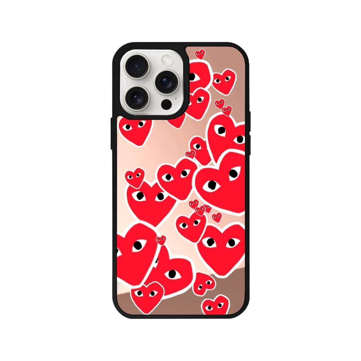 iPhone 14 Plus Hearts Mirror Aynalı Telefon Kılıfı Metalik Pembe - SUMTHINCS