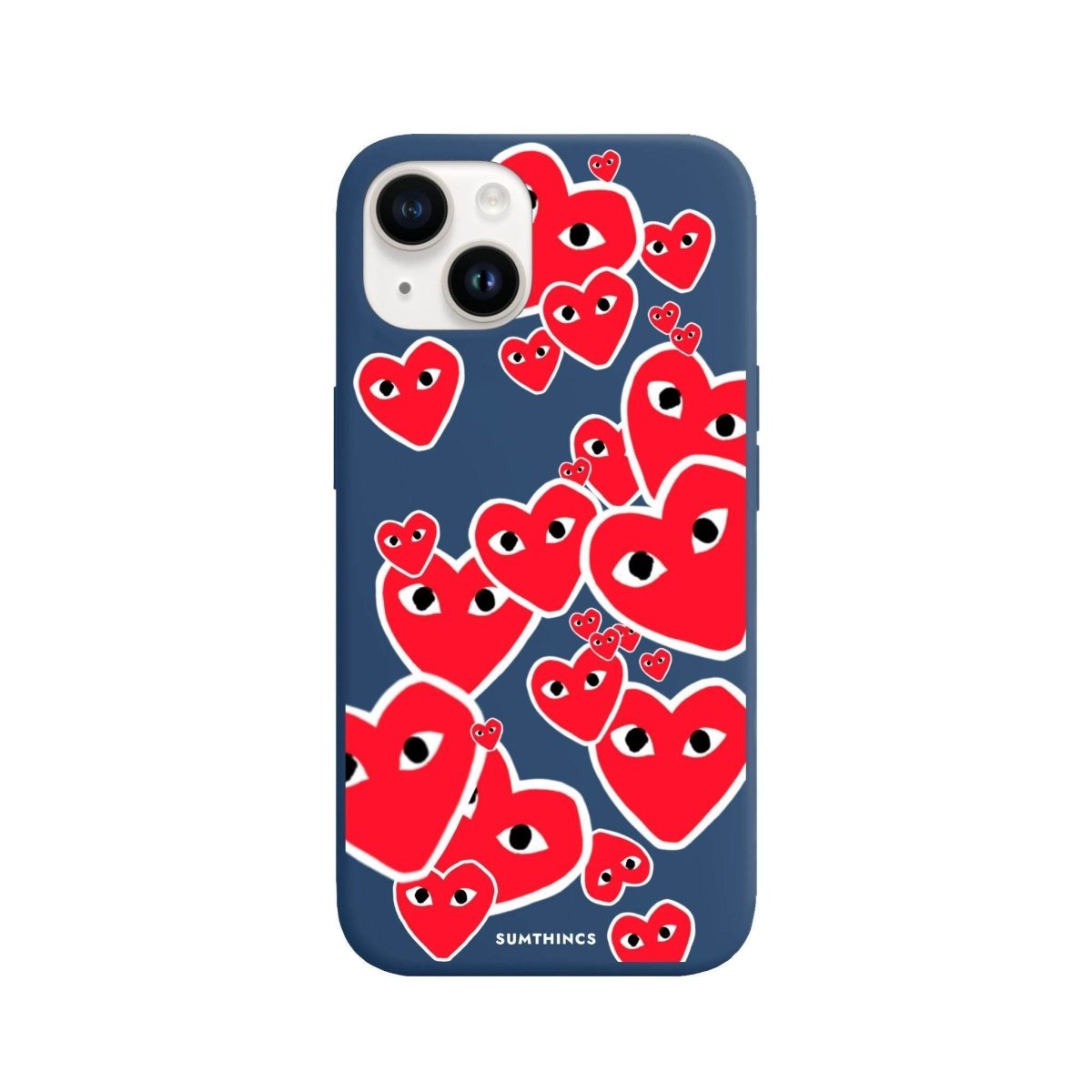 iPhone 14 Plus Hearts Premium Telefon Kılıfı Pasifik Mavi - SUMTHINCS