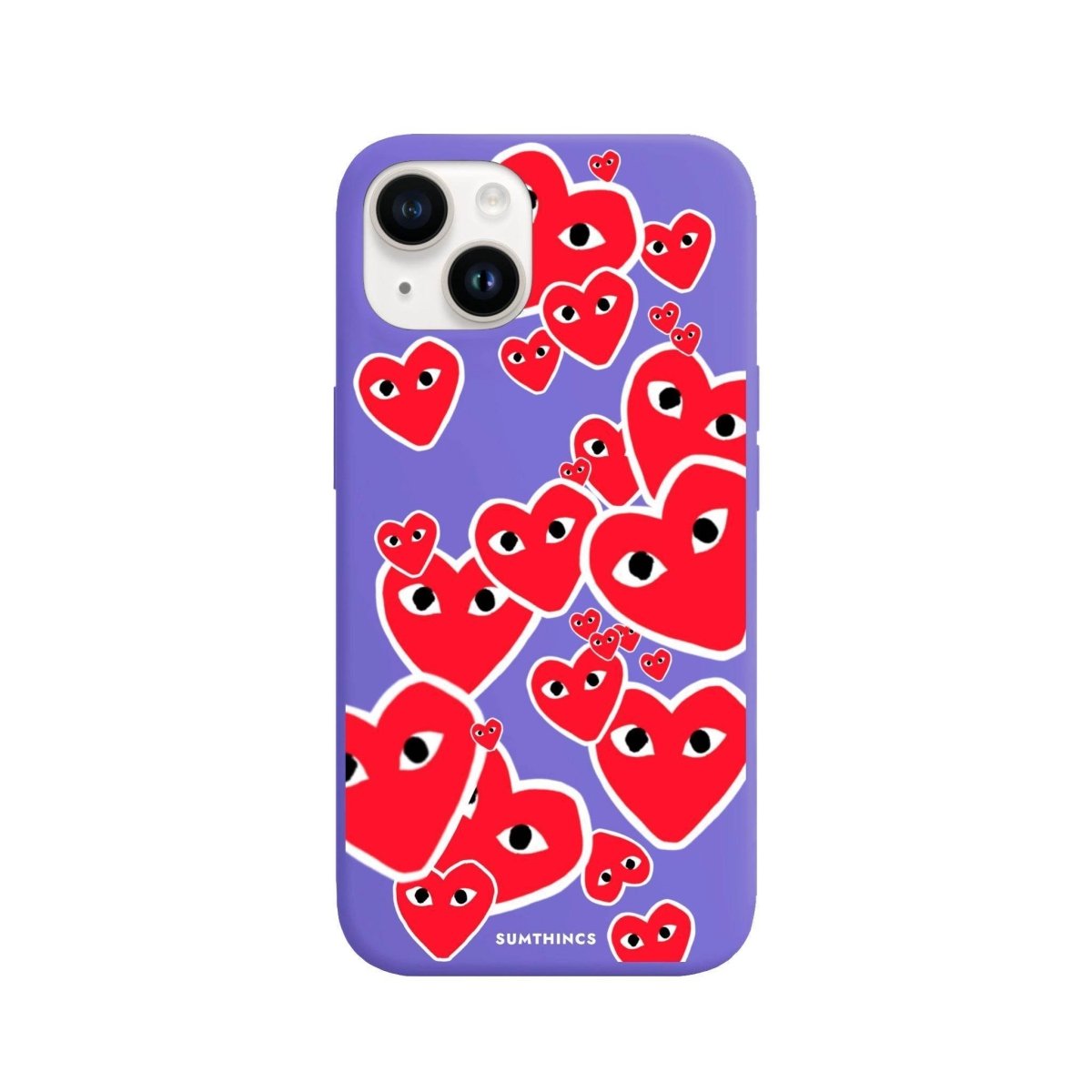 iPhone 14 Plus Hearts Premium Telefon Kılıfı Lila - SUMTHINCS
