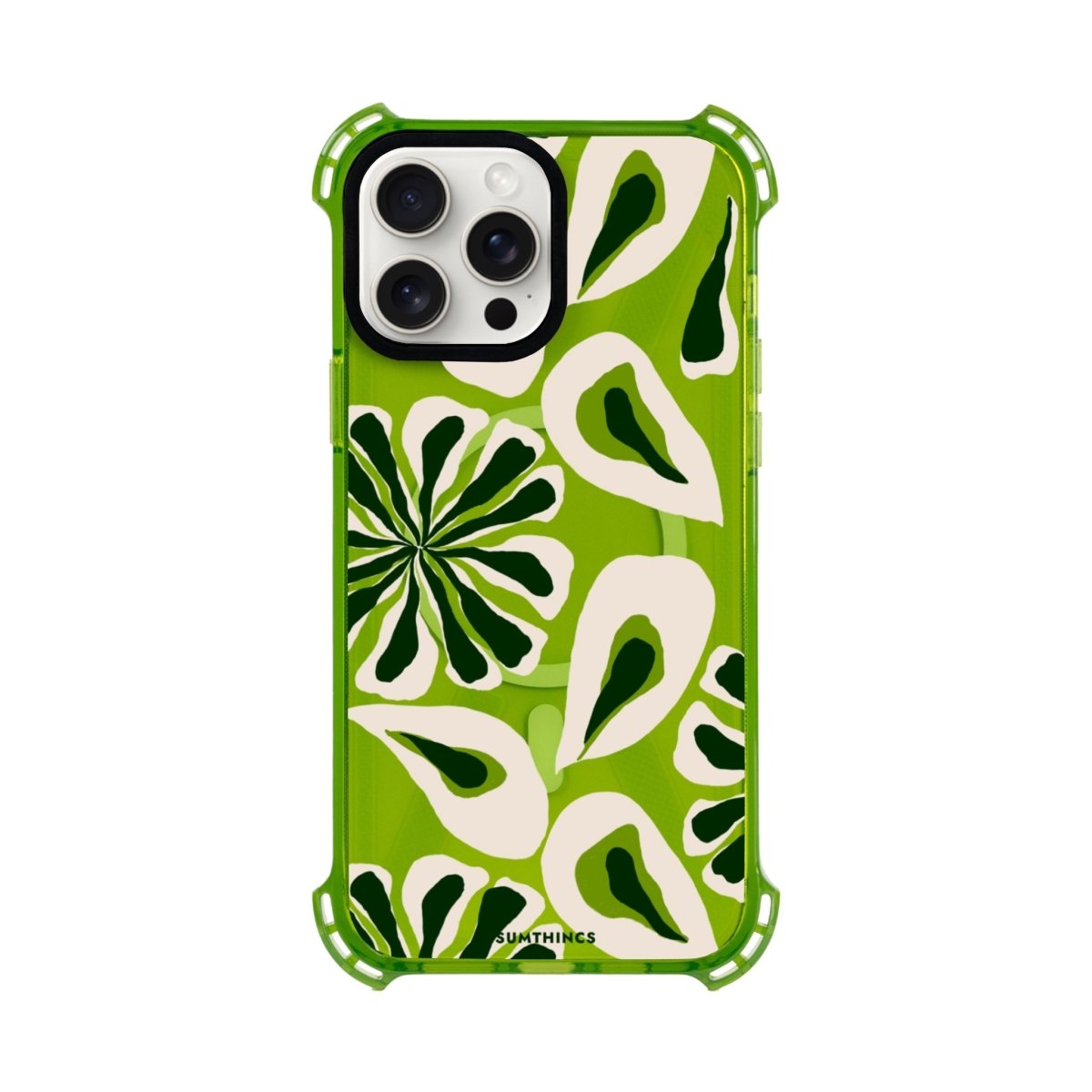 iPhone 14 Plus Leafs Bumper Magsafe Şeffaf Telefon Kılıfı Yeşil - SUMTHINCS