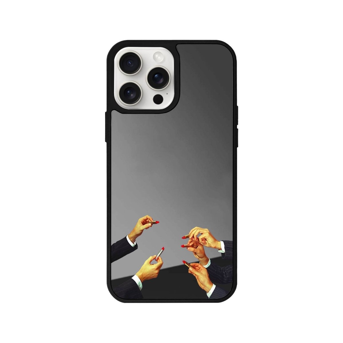 iPhone 14 Plus Lipstick Mirror Aynalı Telefon Kılıfı Antrasit - SUMTHINCS