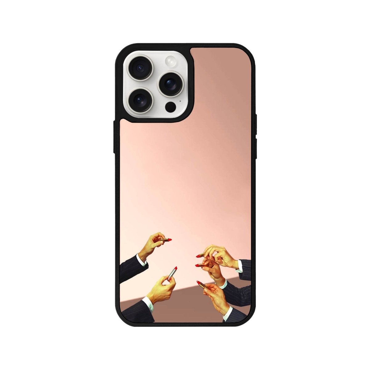 iPhone 14 Plus Lipstick Mirror Aynalı Telefon Kılıfı Metalik Pembe - SUMTHINCS