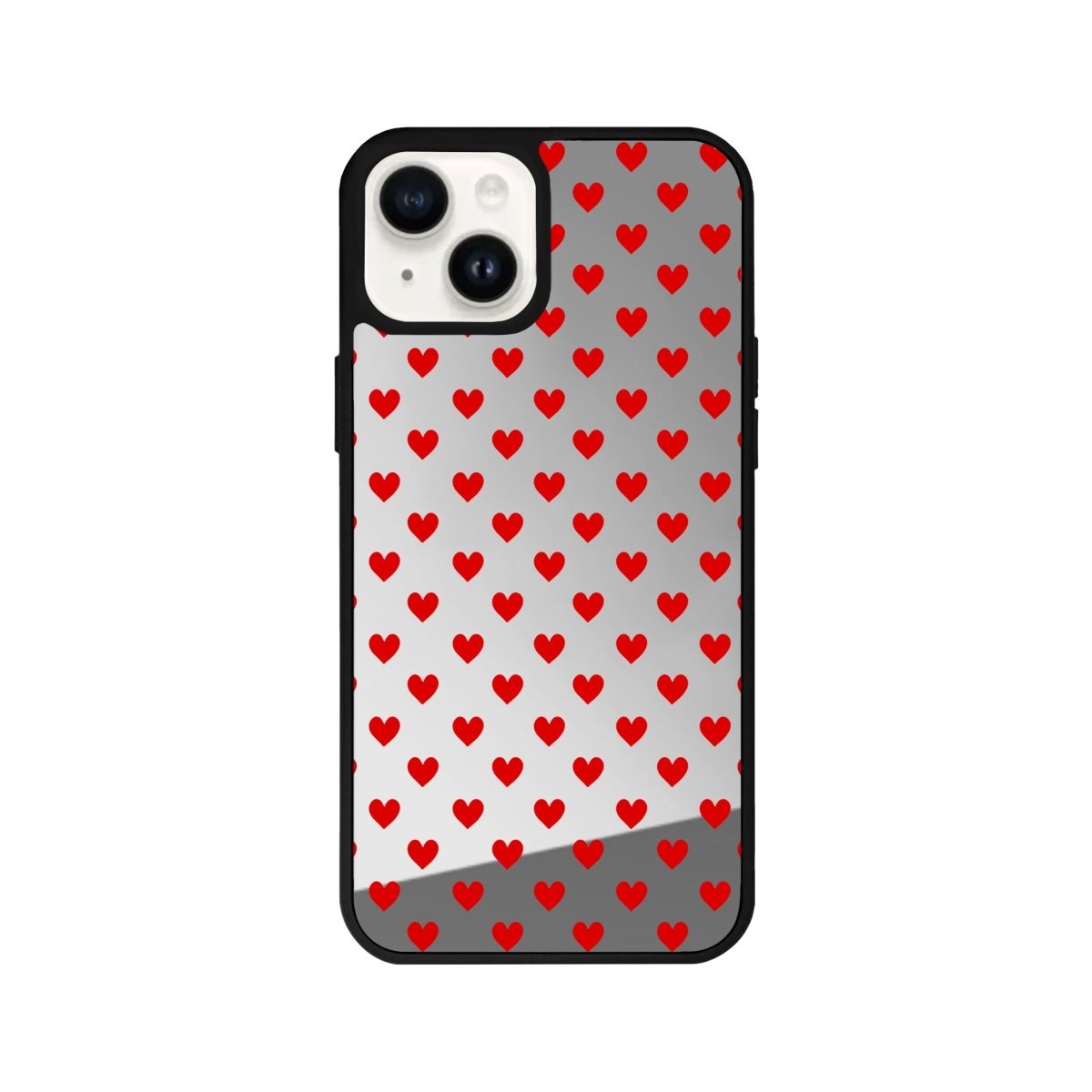 iPhone 14 Plus Little Hearts Mirror Aynalı Telefon Kılıfı Gümüş - SUMTHINCS