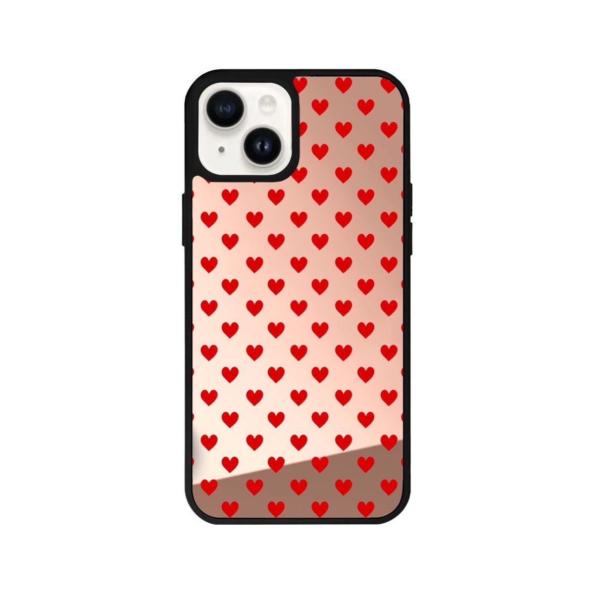 iPhone 14 Plus Little Hearts Mirror Aynalı Telefon Kılıfı Metalik Pembe - SUMTHINCS