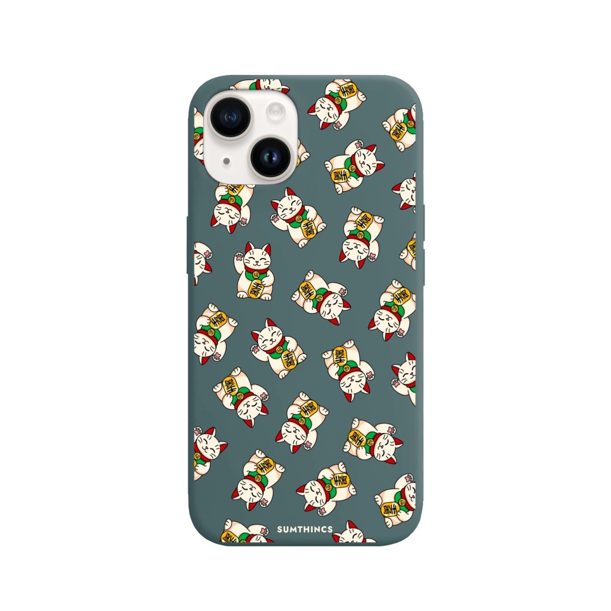 iPhone 14 Plus Maneki Neko Premium Telefon Kılıfı Kaktüs Yeşili - SUMTHINCS