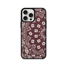 iPhone 14 Plus Paisley Leather Vegan Deri Telefon Kılıfı Bordo - SUMTHINCS