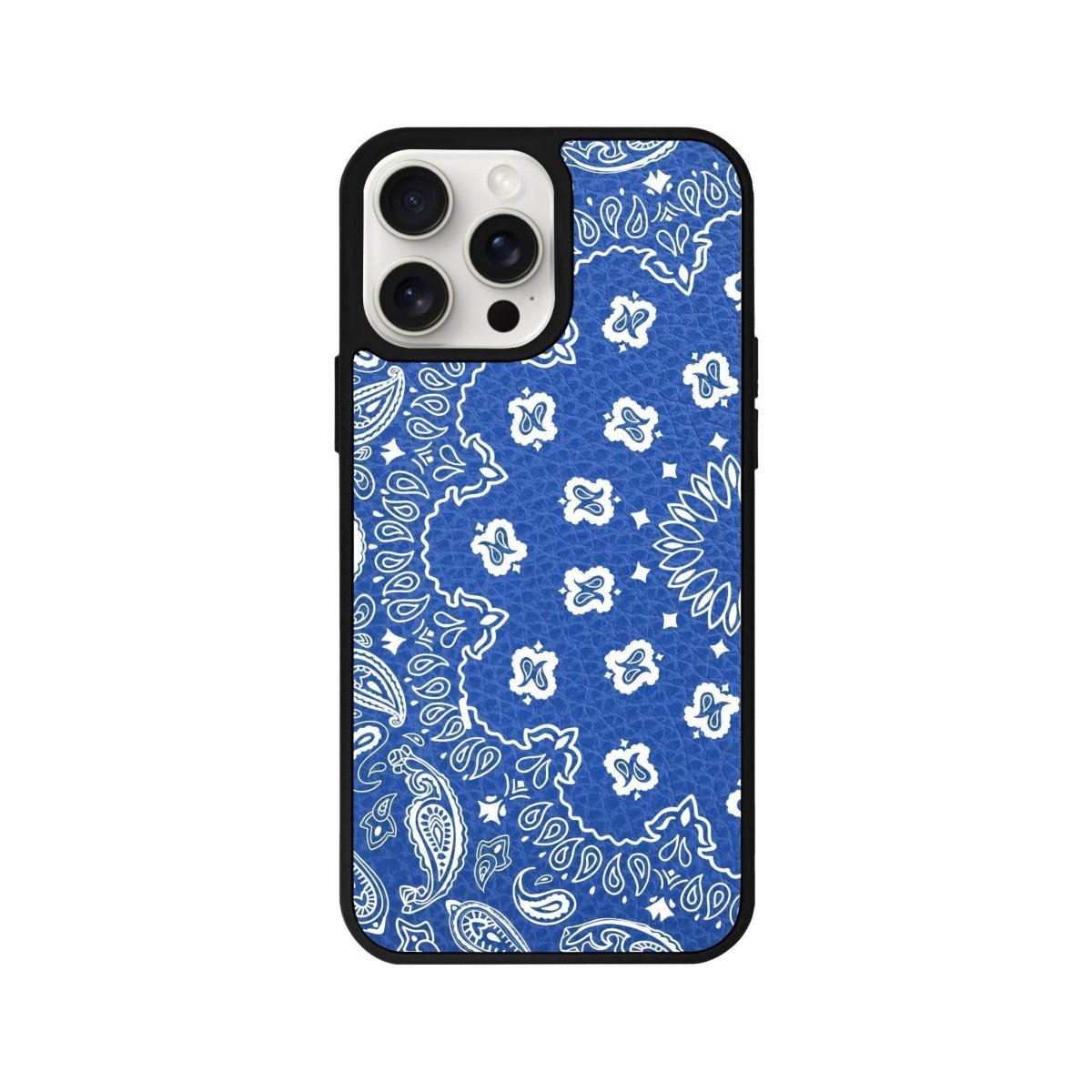 iPhone 14 Plus Paisley Leather Vegan Deri Telefon Kılıfı Mavi - SUMTHINCS