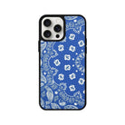 iPhone 14 Plus Paisley Leather Vegan Deri Telefon Kılıfı Mavi - SUMTHINCS