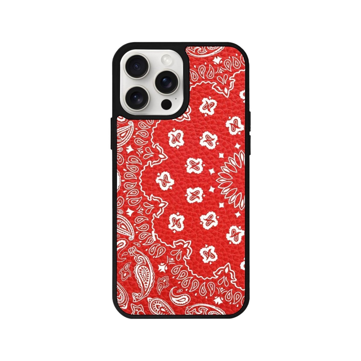 iPhone 14 Plus Paisley Leather Vegan Deri Telefon Kılıfı Siyah - SUMTHINCS