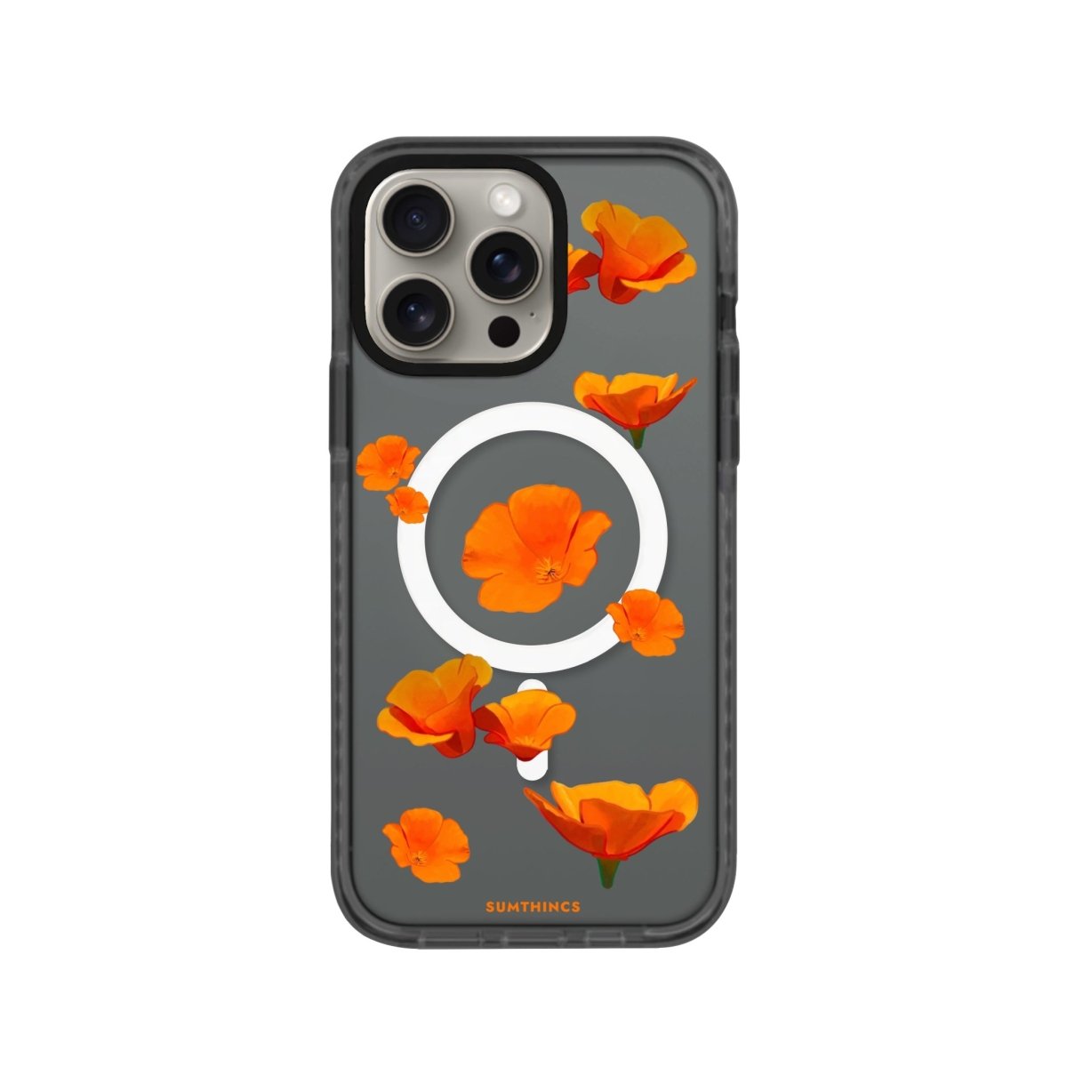 iPhone 14 Plus Poppies Magsafe Procase Şeffaf Telefon Kılıfı Antrasit - SUMTHINCS