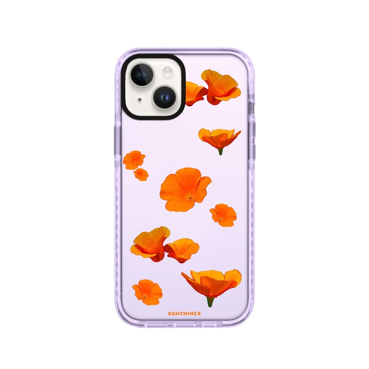 iPhone 14 Plus Poppies Procase Şeffaf Telefon Kılıfı Lila - SUMTHINCS