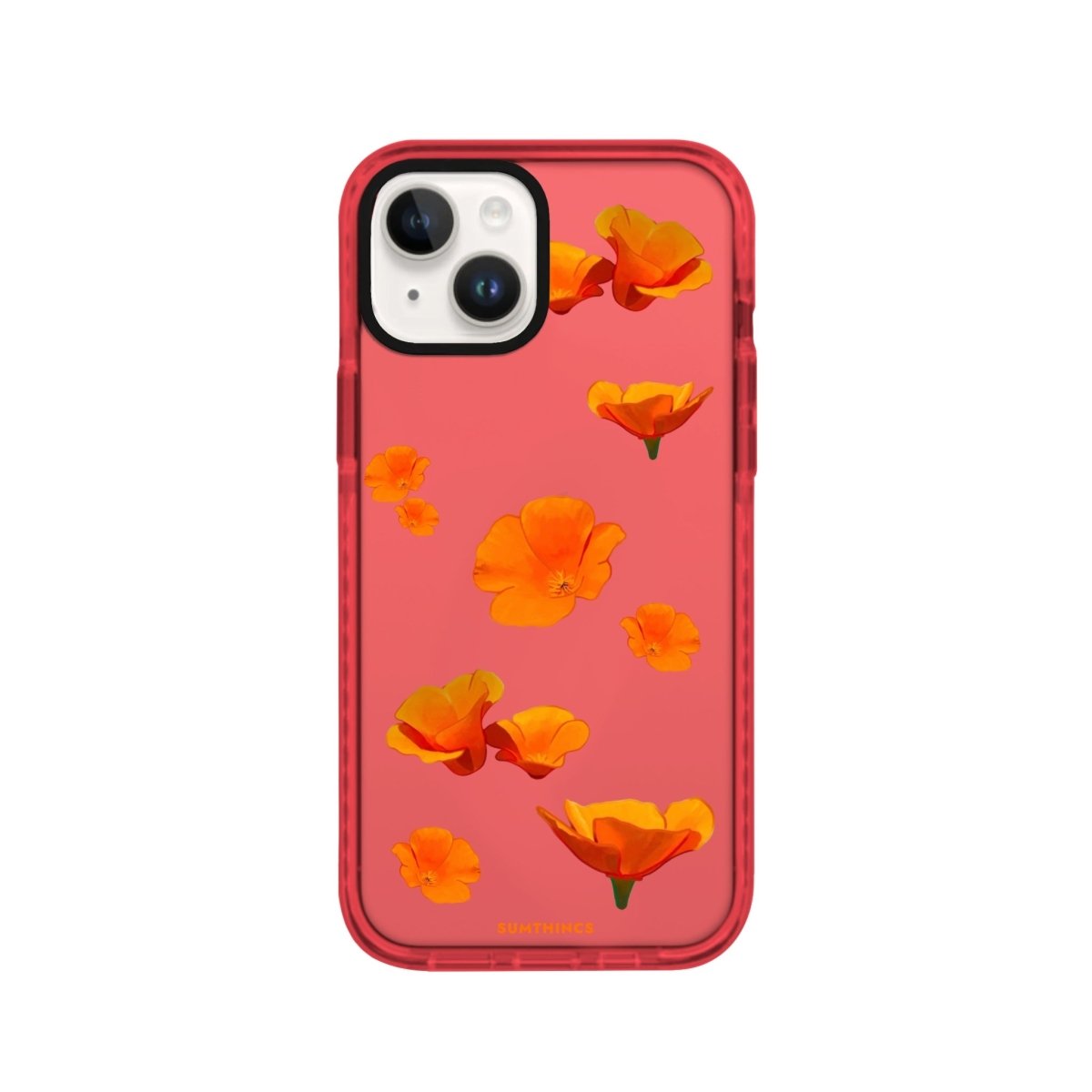 iPhone 14 Plus Poppies Procase Şeffaf Telefon Kılıfı Kırmızı - SUMTHINCS