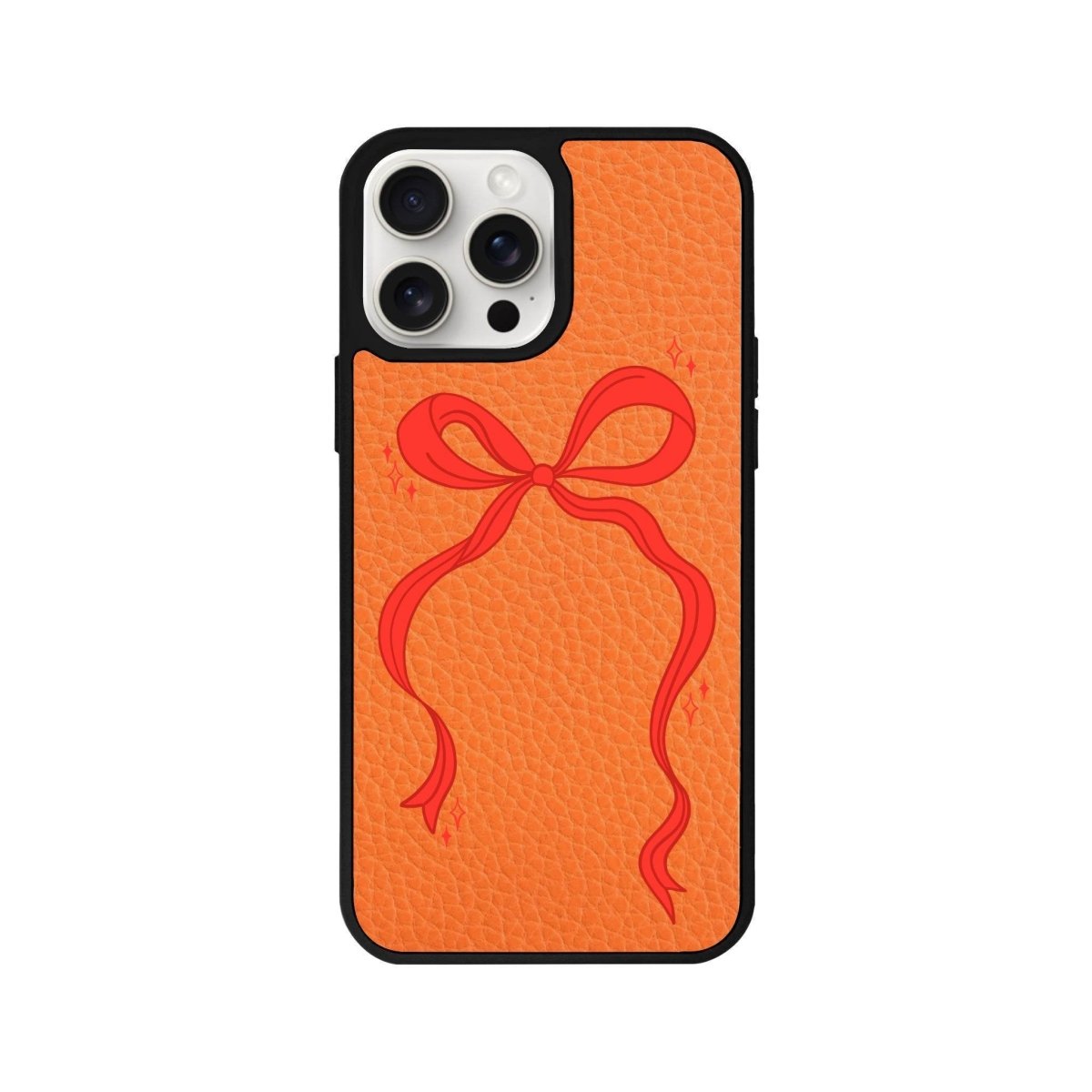 iPhone 14 Plus Red Bow Leather Vegan Deri Telefon Kılıfı Turuncu - SUMTHINCS
