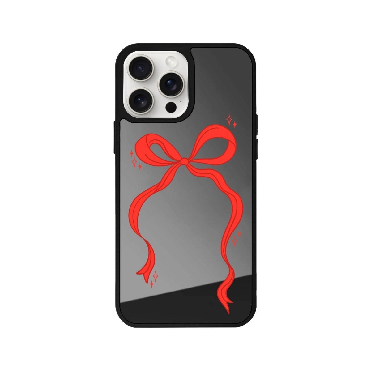iPhone 14 Plus Red Bow Mirror Aynalı Telefon Kılıfı Antrasit - SUMTHINCS