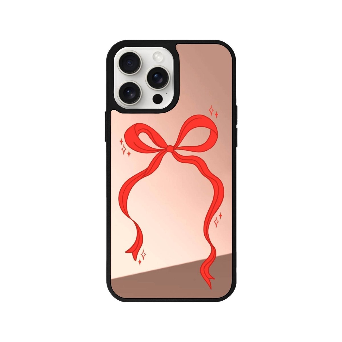 iPhone 14 Plus Red Bow Mirror Aynalı Telefon Kılıfı Metalik Pembe - SUMTHINCS