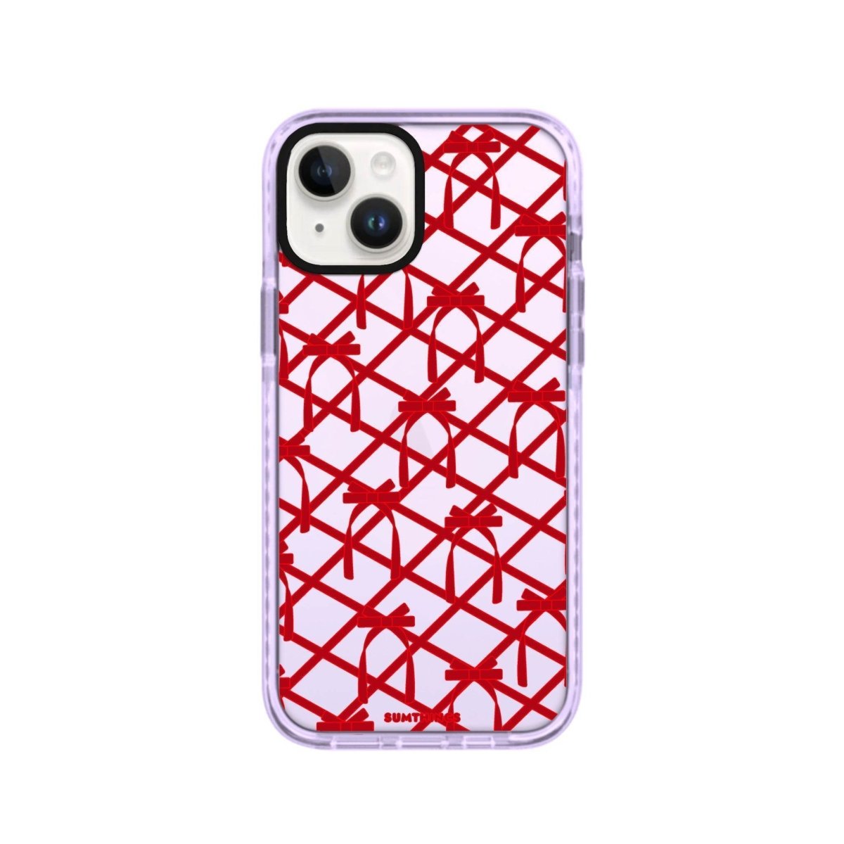iPhone 14 Plus Ribbon Grid Procase Şeffaf Telefon Kılıfı Lila - SUMTHINCS
