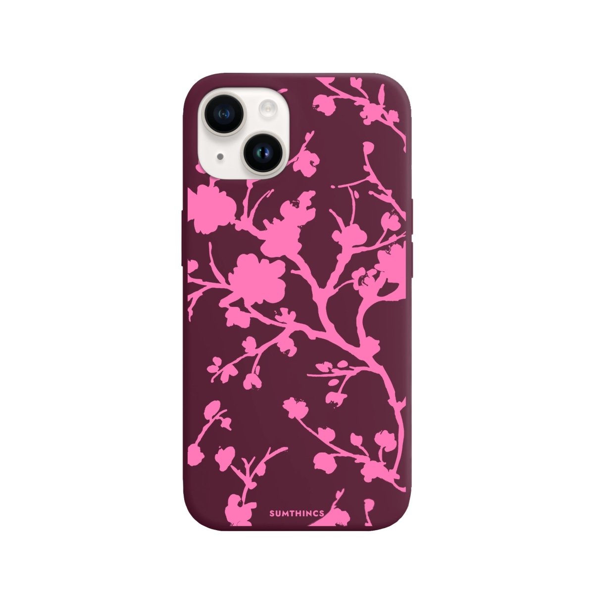 iPhone 14 Plus Sakura Premium Telefon Kılıfı Bordo - SUMTHINCS